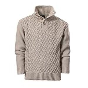 Cable Knit Button-Neck Sweater - Mock Neck